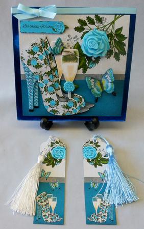 Peacock Blue Floral Birthday Card Kit by Michelle Chivers