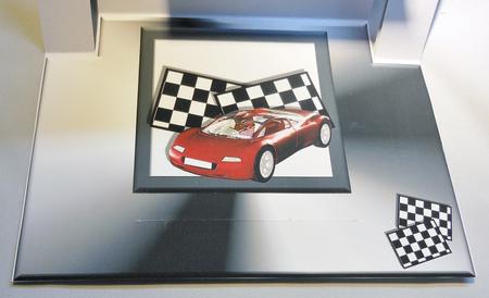 Framed Stepper Card Insert - Red Sports Car by Michelle Chivers