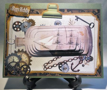Ship in the Bottle Steam Punk Pyramid Topper by Michelle Chivers