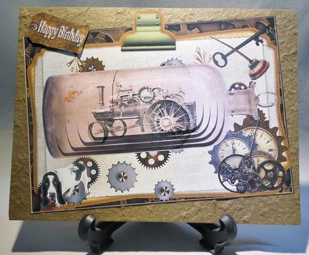 Old Steam Punk Tractor in Bottle Pyramid Layers by Michelle Chivers