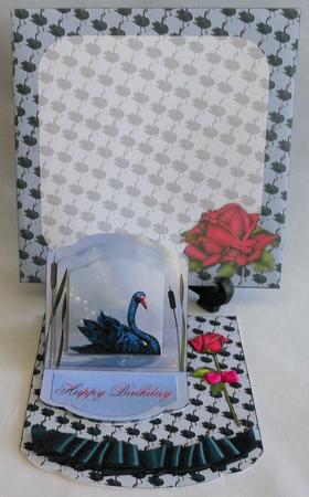 Black Swanhild Easel Topper Card by Michelle Chivers