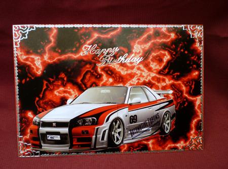 Nissan Skyline on Red Lightning Abstract Background by Michelle Chivers