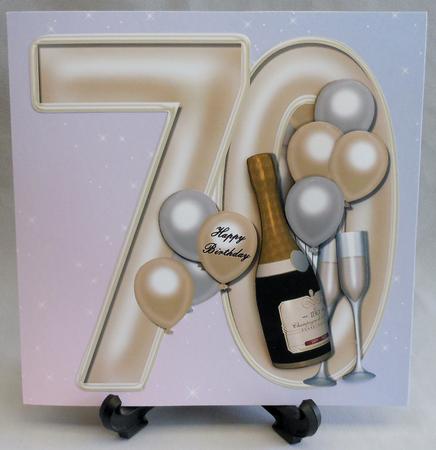 70th Birthday Large Shaped Card Front Female by Michelle Chivers