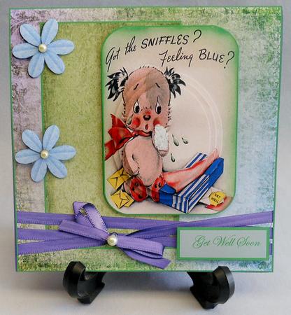 Puppy with the Sniffles Card Front with Topper by Michelle Chivers