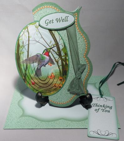 Green Hummingbird Over the Edge Bracket Card by Michelle Chivers