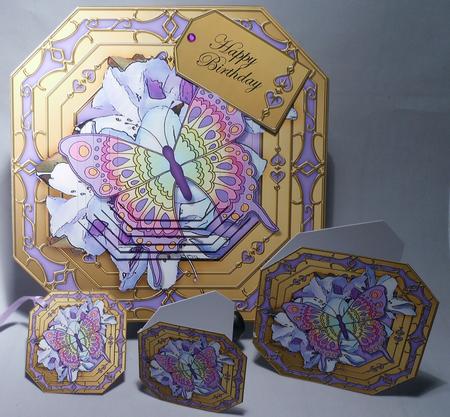8x8 3D Butterfly & Flowers Pyramage Octagonal Floral Kit by Michelle Chivers