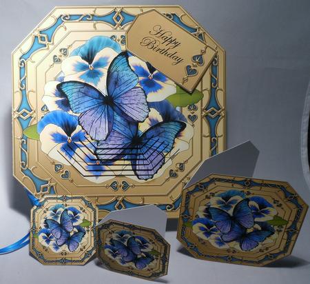 8x8 3D Pansies & Butterfly Pyramage Octagonal Floral Kit by Michelle Chivers