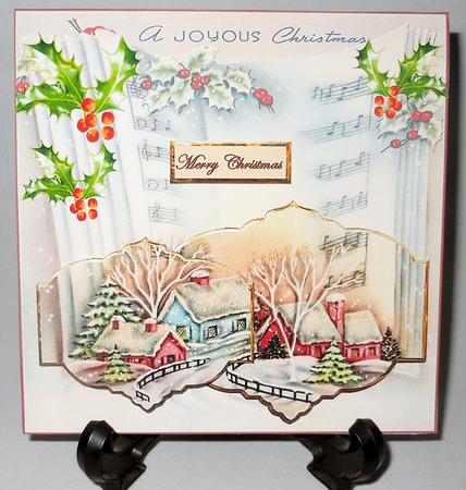 Christmas Hamlet Card Front with Decoupage by Michelle Chivers