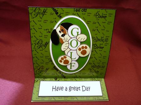 Muffin Plays Golf Easel Card by Michelle Chivers