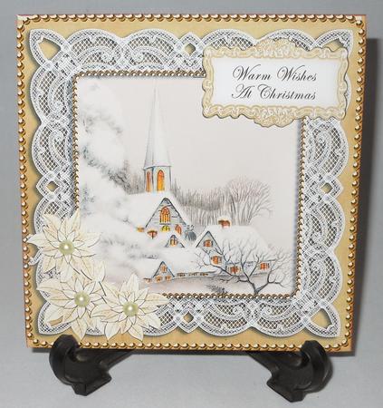 Ice Church Warm Wishes Christmas 8in Sentiment Topper by Michelle Chivers