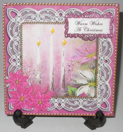 Pink Poinsettia Warm Wishes Christmas 8in Sentiment Topper by Michelle Chivers