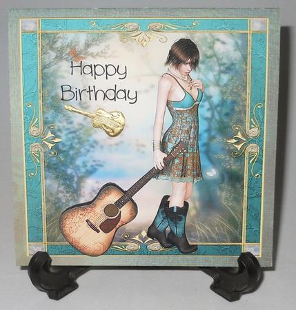 Guitar Girl Birthday in Teal by Michelle Chivers