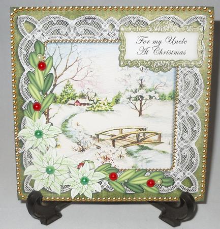 Olive Snowscene Uncle at Christmas 8in Sentiment Topper by Michelle Chivers
