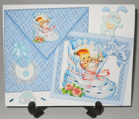 Little Vintage Baby Boy Card and Envelope with Bow by Michelle Chivers