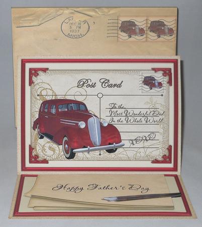 Sedan Vintage Postcard Easel Kit. by Michelle Chivers