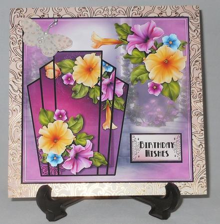 Art Deco Petunias Square by Michelle Chivers