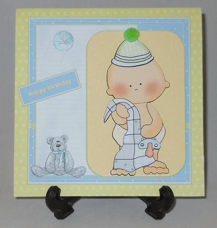 Baby Boy with His Teddy Bear Card Front by Michelle Chivers