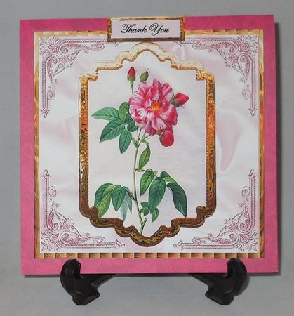 Pink Rose Card Front with a Topper and Decoupage by Michelle Chivers