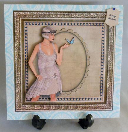 Vintage Flapper Dancer and Butterfly 8x8 Card Front Mini Kit by Michelle Chivers