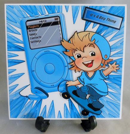 Its a Boys Thing! Skate Board with Blue Mp3 Player by Michelle Chivers