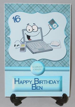 Gadget Crazy Laptop Card Front & Decoupage by Michelle Chivers