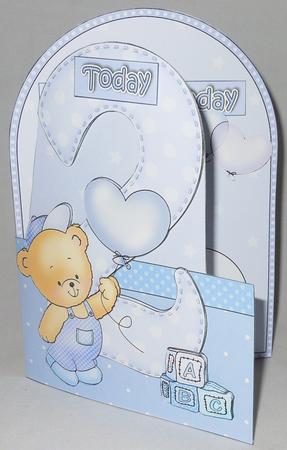 3D 2nd Birthday Teddy Shaped Front Card with Decoupage by Michelle Chivers