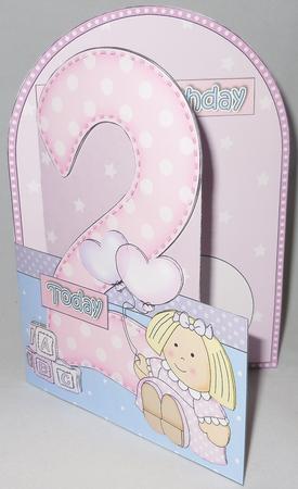 3D 2nd Birthday Doll Shaped Front Card with Decoupage by Michelle Chivers