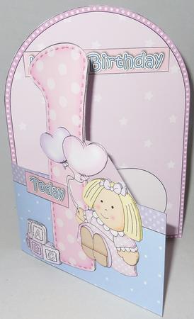 3D 1st Birthday Doll Shaped Front Card with Decoupage by Michelle Chivers