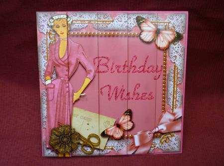 Pink Lady Butterfly One Edge Side Stacker by Michelle Chivers