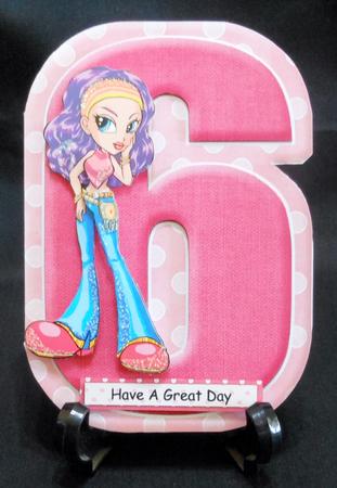 Age 6 Blank Pink Birthday Shape Card by Michelle Chivers