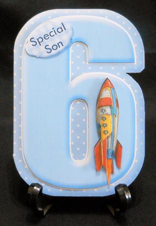Age 6 Blank Blue Birthday Shape Card by Michelle Chivers