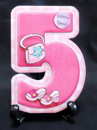 Age 5 Blank Pink Birthday Shape Card by Michelle Chivers