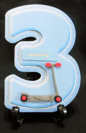 Age 3 Blank Blue Birthday Shape Card by Michelle Chivers