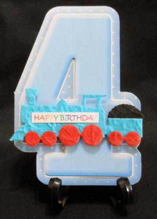 Age 4 Blank Blue Birthday Shape Card by Michelle Chivers