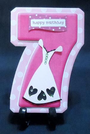 Age 7 Blank Pink Birthday Shape Card by Michelle Chivers