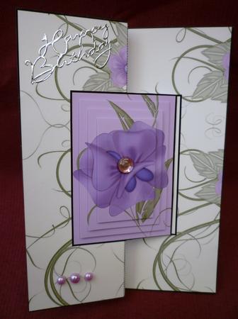 Lilac Floral Bouquet Foldback Card with Simple Pyramage by Michelle Chivers