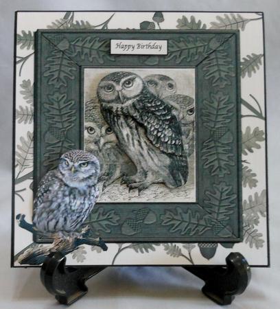 Owls and Oak Leaves Card Topper & Decoupage by Michelle Chivers