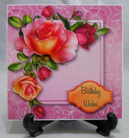 Peach Romantica Roses Lacey Square by Michelle Chivers
