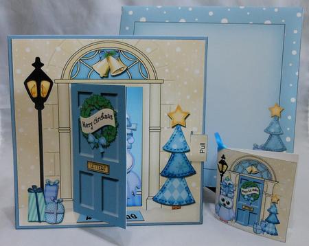 3D Xmas Owls Present Animated Moveable Open Door by Michelle Chivers