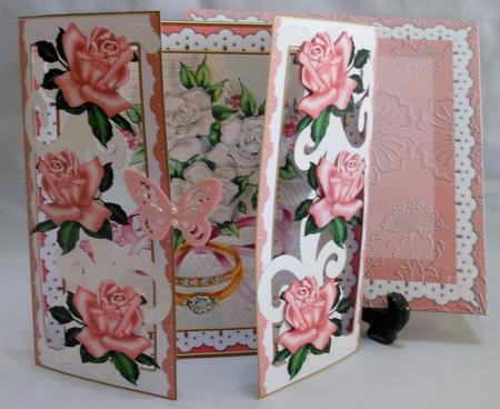 Wedding Rings Pink Rose Fancy Swirl Gatefold Card & E Kit by Michelle Chivers