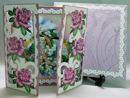 Lilac Rose Floral Rings Fancy Swirl Gatefold Card & E Kit by Michelle Chivers