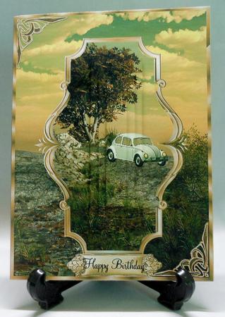 Vintage Beetle Drive Pyramid Card Front by Michelle Chivers