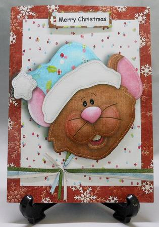 Cute Brown Mouse with Santa Hat by Michelle Chivers