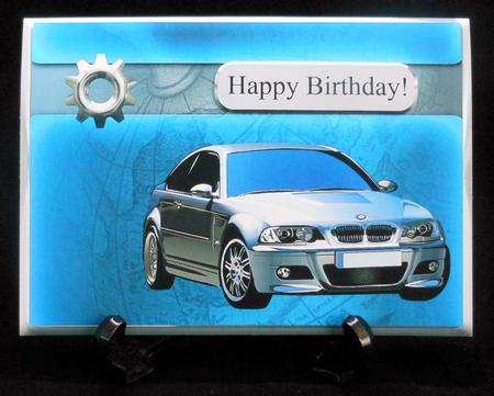 Car Themed Card Front with Decoupage by Michelle Chivers
