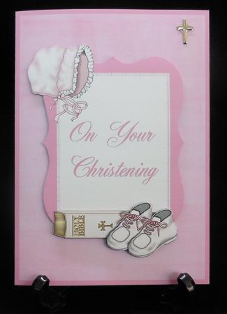 Christening Baby Girl Card Front with Decoupage by Michelle Chivers