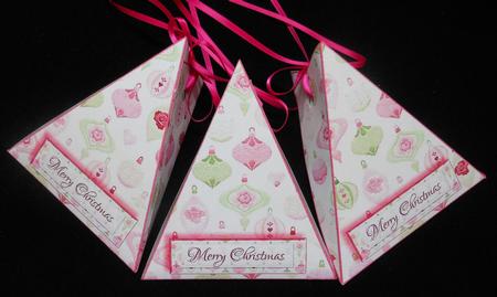 Triple Triangle Boxes - Pink Xmas Tree by Michelle Chivers