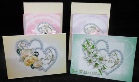 12 Diamond Hearts and Floral Notelets by Michelle Chivers
