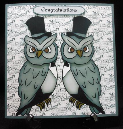 Civil Partnership Male /male Owls by Michelle Chivers
