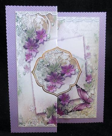 Flowers and Pearls Fold Back Card by Michelle Chivers