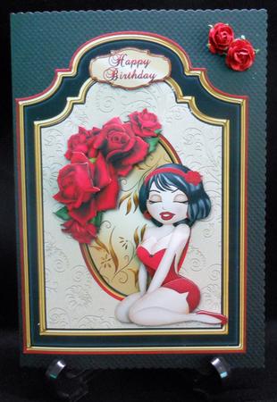 Beauty with Red Roses Shaped Card Front by Michelle Chivers